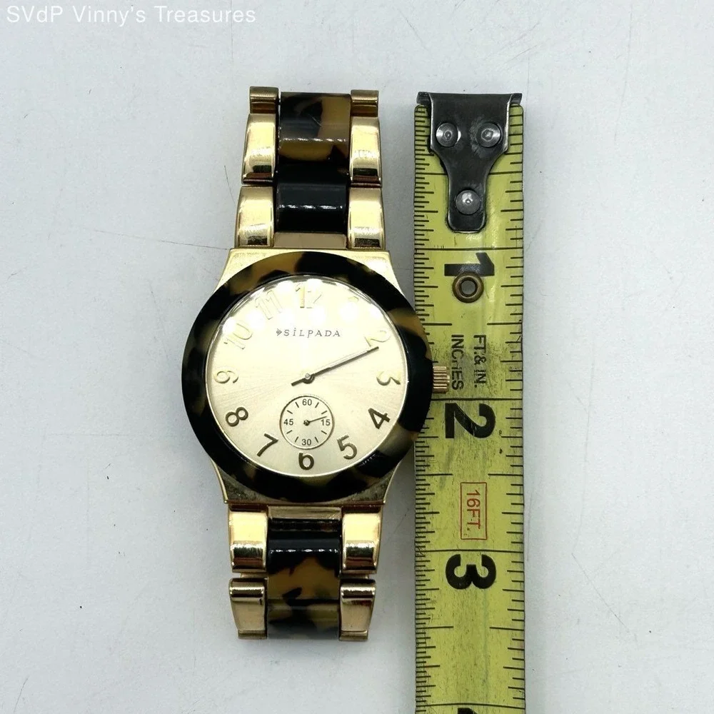 Silpada Women's Gold Tone Tortoiseshell Resin Link Watch Subdial Japan Movt